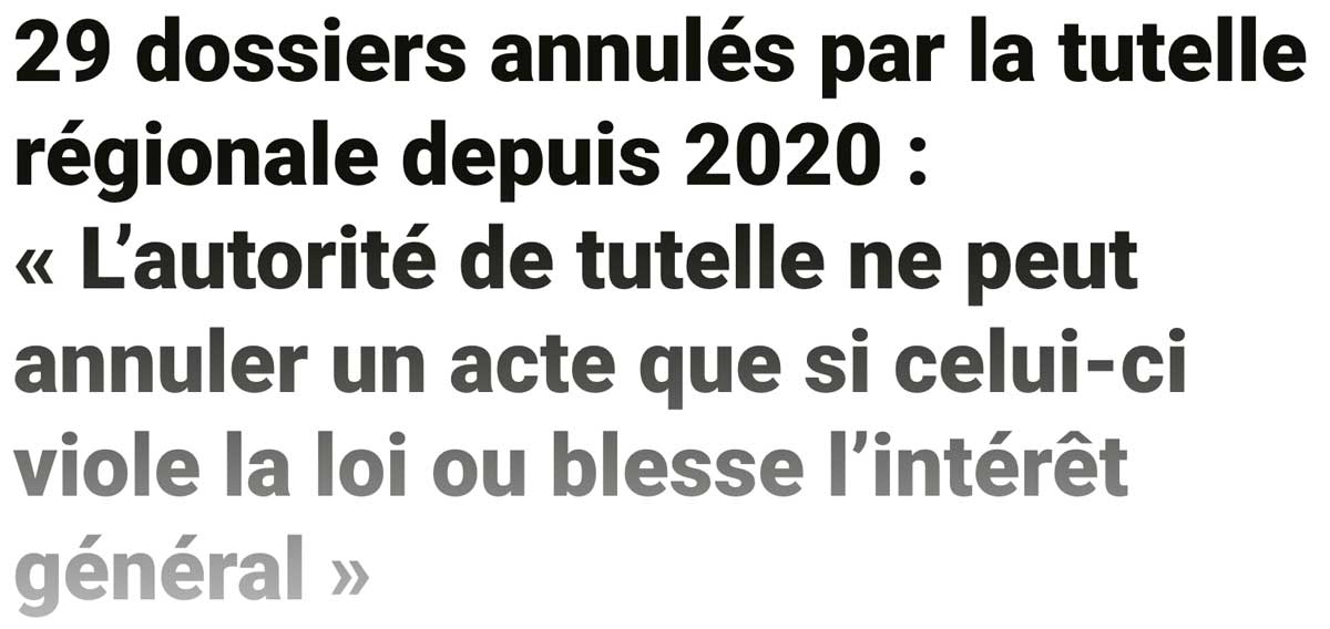 Extrait de presse, La Capitale : "29 dossiers annulés par la tutelle régionale depuis 2020"