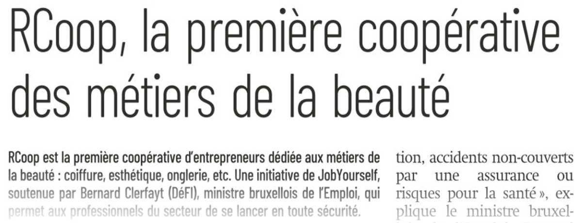 Extrait de presse, La Capitale : "RCoop, la première coopérative des métiers de la beauté".