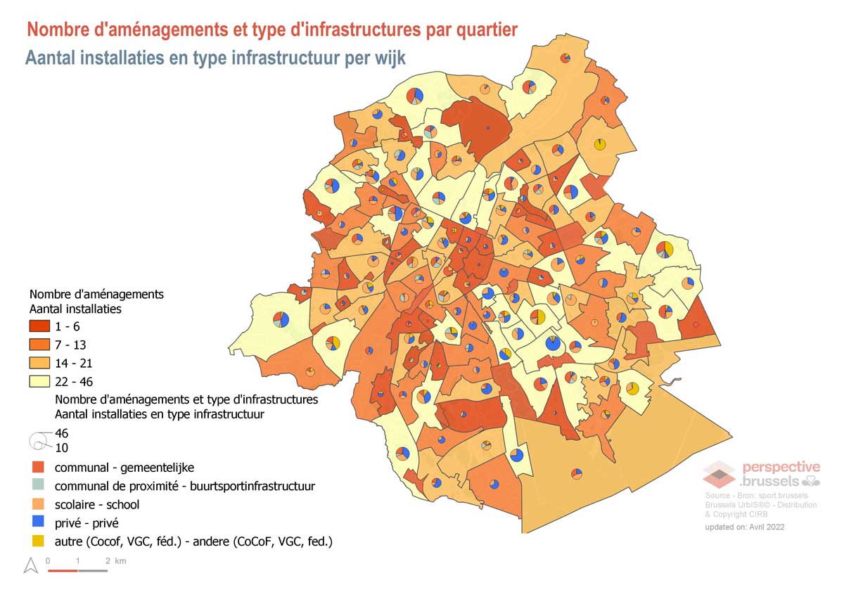 Nombre d'aménagements de type infrastructures sportives par quartier